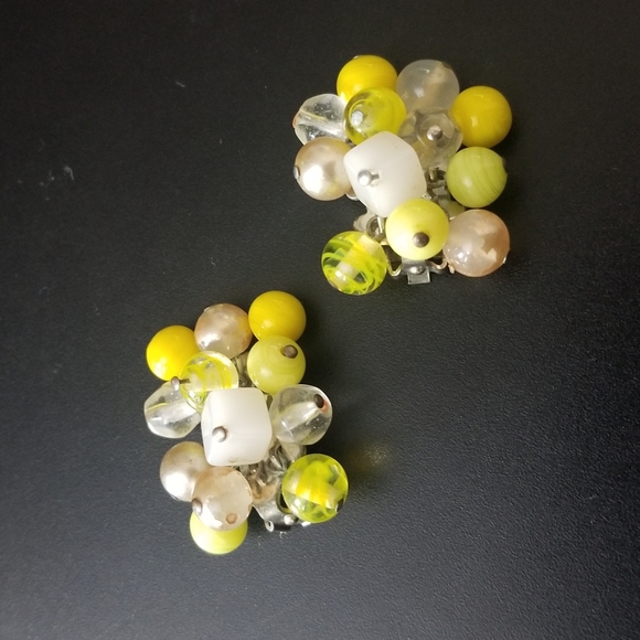 Japan Vintage Neon Cluster Clip Earrings. HOT! - Picture 3 of 16